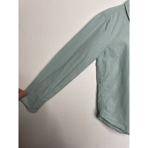 H&M Size 6 Button Up Woven Shirt Mint Green Long Sleeve Cotton Minimalist - Picture 3 of 9